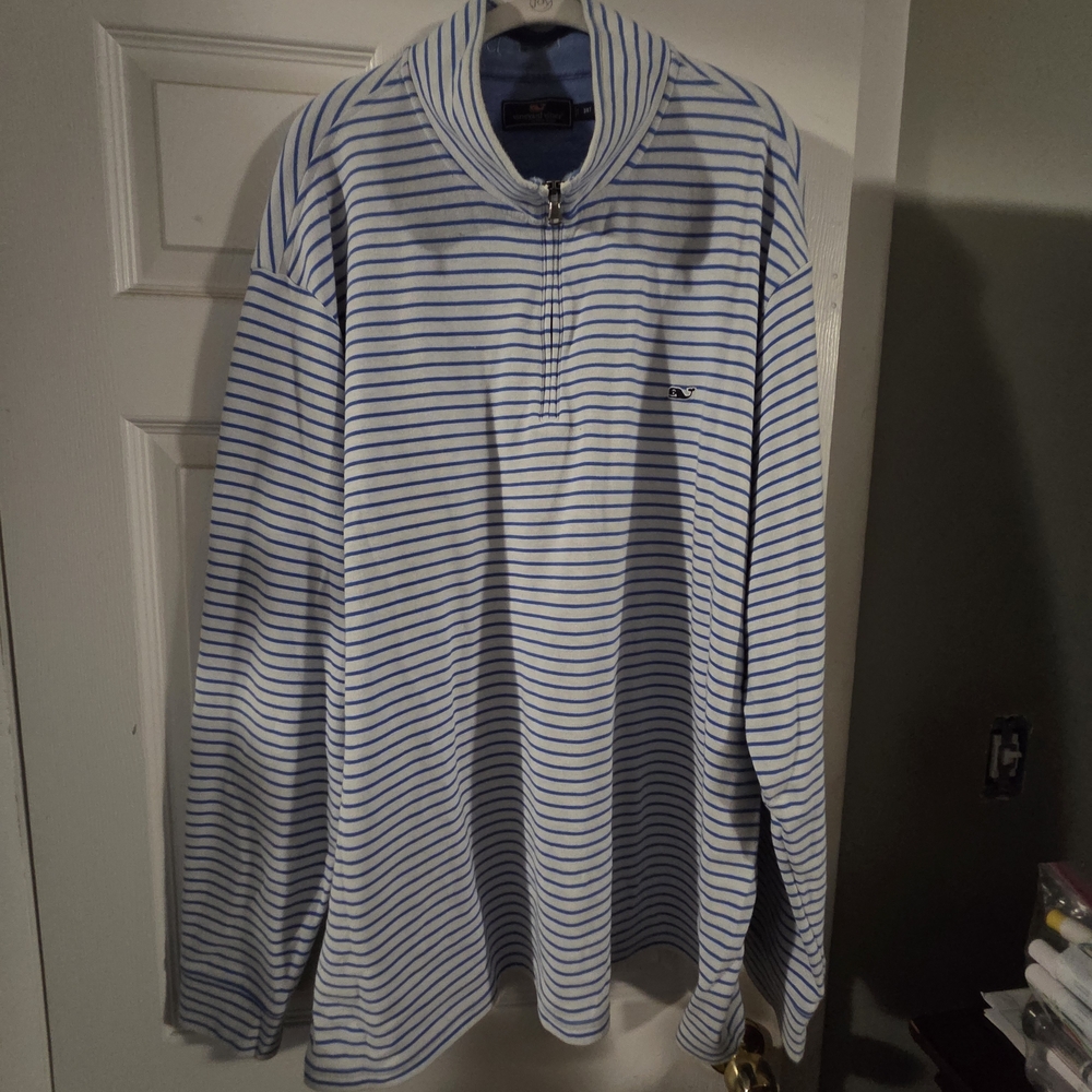 Vineyard Vines Blue and White Striped Pullover